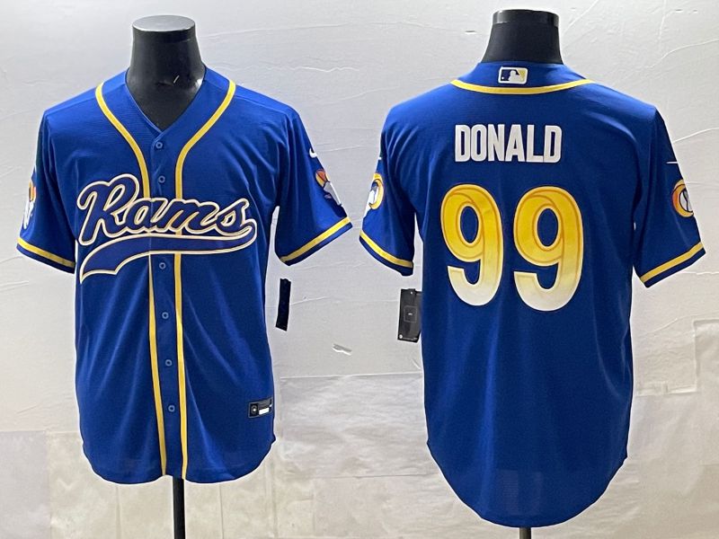 Men 2025 Los Angeles Rams #99 Donald Blue Second generation joint name Nike Limited NFL Jersey style 01